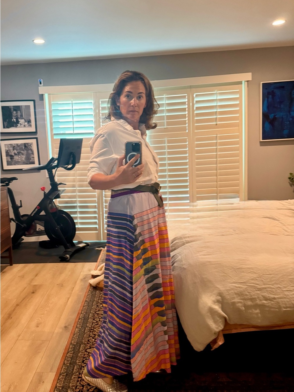 Oliphant Multicolor Striped Maxi Skirt with Purple & Pink Accents